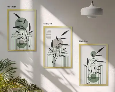 Boho-Pflanzenkompositionen 3er-Set mit Rahmen