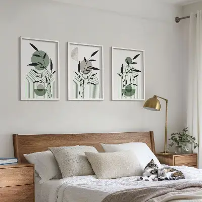 Boho-Pflanzenkompositionen 3er-Set mit Rahmen