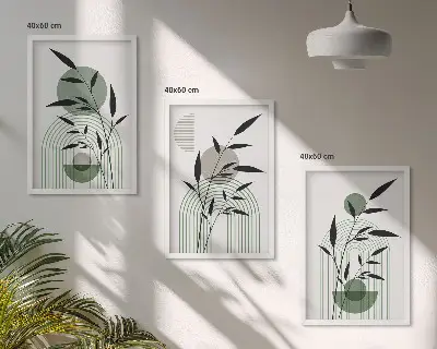 Boho-Pflanzenkompositionen 3er-Set mit Rahmen