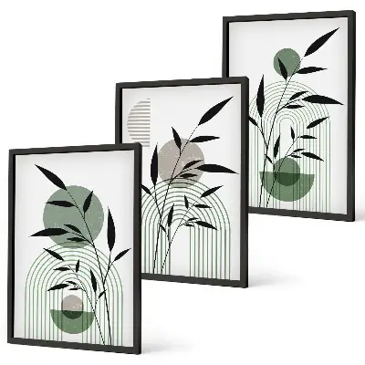 Boho-Pflanzenkompositionen 3er-Set mit Rahmen