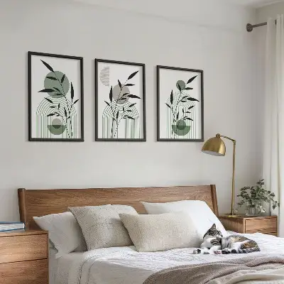 Boho-Pflanzenkompositionen 3er-Set mit Rahmen