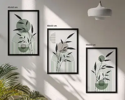 Boho-Pflanzenkompositionen 3er-Set mit Rahmen