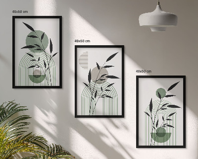 Bilder-3er-set mit rahmen Boho-Pflanzenkompositionen
