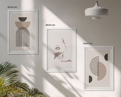 Bilder-3er-set mit rahmen Abstrakte Formen und Gesicht