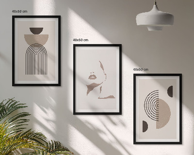 Bilder-3er-set mit rahmen Abstrakte Formen und Gesicht