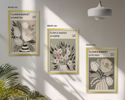 Bilder-3er-set mit rahmen Retro-Blumenarrangements
