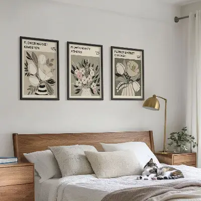 Retro-Blumenarrangements 3er-Set mit Rahmen