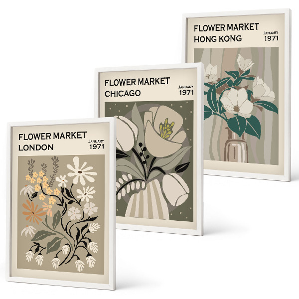 Gerahmtes bilderset Blumenmessen London Chicago Hongkong