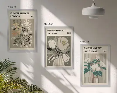 Blumenmessen London Chicago Hongkong gerahmtes Bilderset