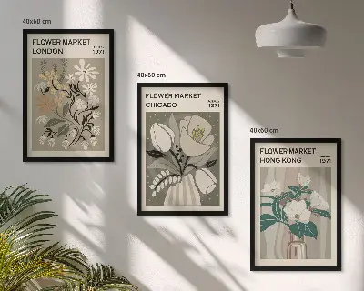 Blumenmessen London Chicago Hongkong gerahmtes Bilderset