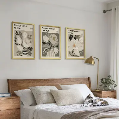 Blumen Kunstdrucke Kingston Seoul Chicago im 3er-Set mit Rahmen