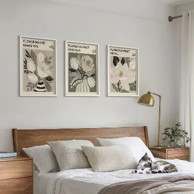 Blumen Kunstdrucke Kingston Seoul Chicago im 3er-Set mit Rahmen