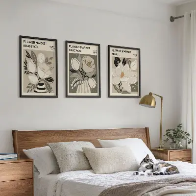 Blumen Kunstdrucke Kingston Seoul Chicago im 3er-Set mit Rahmen