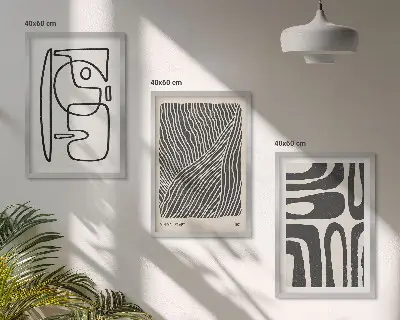 Gerahmtes Bilderset mit abstrakten Mustern, Linien und Texturen