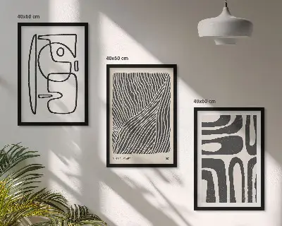Gerahmtes Bilderset mit abstrakten Mustern, Linien und Texturen
