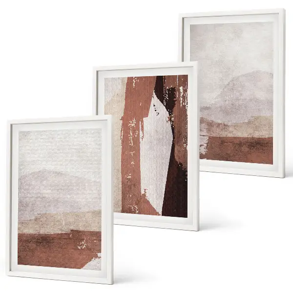 Gerahmtes Bilderset mit abstrakten Mustern in Braun und Beige