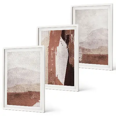 Gerahmtes Bilderset mit abstrakten Mustern in Braun und Beige