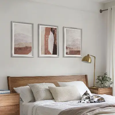 Gerahmtes Bilderset mit abstrakten Mustern in Braun und Beige