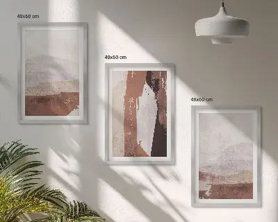 Gerahmtes Bilderset mit abstrakten Mustern in Braun und Beige