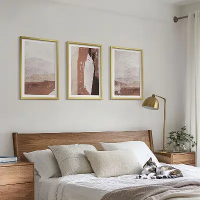 Gerahmtes Bilderset mit abstrakten Mustern in Braun und Beige