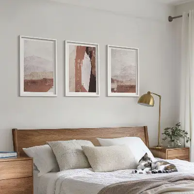 Gerahmtes Bilderset mit abstrakten Mustern in Braun und Beige