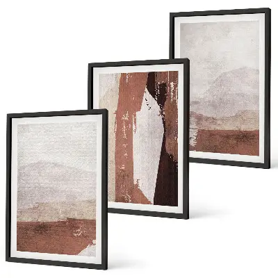 Gerahmtes Bilderset mit abstrakten Mustern in Braun und Beige