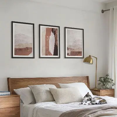 Gerahmtes Bilderset mit abstrakten Mustern in Braun und Beige