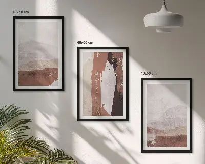 Gerahmtes Bilderset mit abstrakten Mustern in Braun und Beige