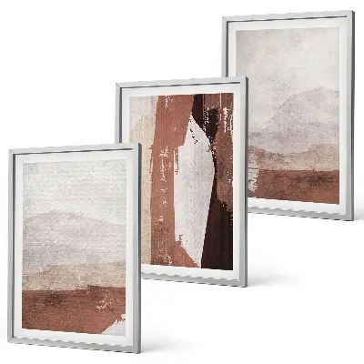 Gerahmtes Bilderset mit abstrakten Mustern in Braun und Beige