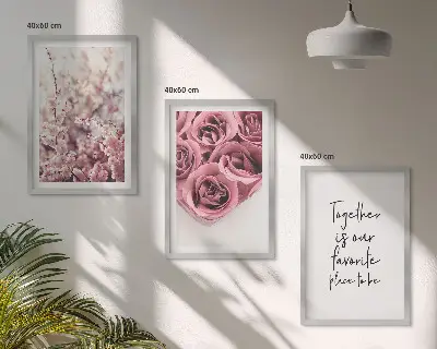 Blumensträuße aus Rosen mit Inschrift 3er-Set Bilder mit Rahmen