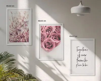 Blumensträuße aus Rosen mit Inschrift 3er-Set Bilder mit Rahmen