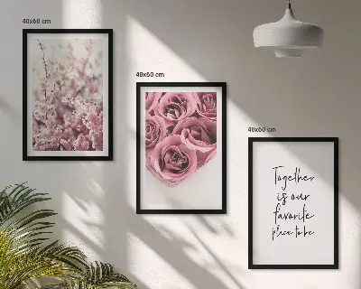 Blumensträuße aus Rosen mit Inschrift 3er-Set Bilder mit Rahmen