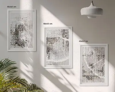 3er-Set Bilder mit Rahmen in grauer Holzmaserungsoptik