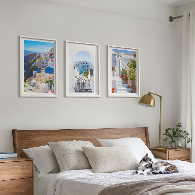Gerahmtes bilderset Santorini-Architektur Oia
