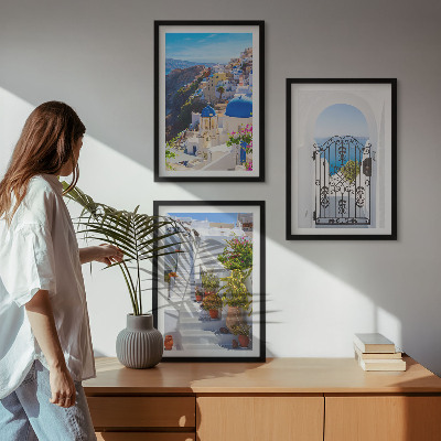 Gerahmtes bilderset Santorini-Architektur Oia