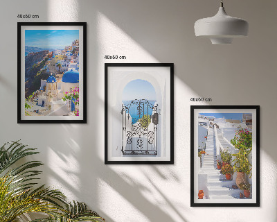 Gerahmtes bilderset Santorini-Architektur Oia