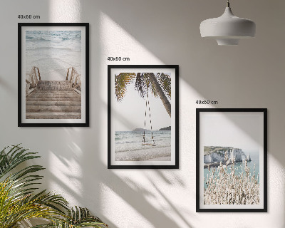 Bilder-3er-set mit rahmen Strandtreppe aus Holz, Schaukel