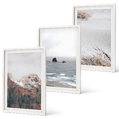 Gerahmtes bilderset Berge, Wolken, Meer, Sand, Natur