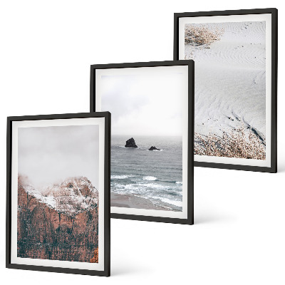 Gerahmtes bilderset Berge, Wolken, Meer, Sand, Natur
