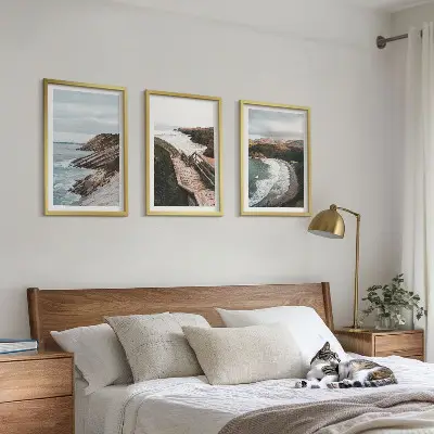 Klippenblicke und Strandlandschaften 3er-Set Bilder mit Rahmen