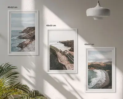 Klippenblicke und Strandlandschaften 3er-Set Bilder mit Rahmen