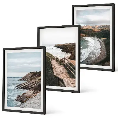 Klippenblicke und Strandlandschaften 3er-Set Bilder mit Rahmen
