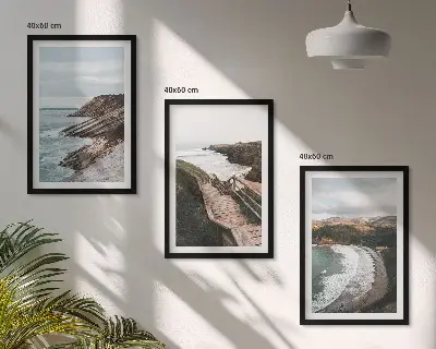 Klippenblicke und Strandlandschaften 3er-Set Bilder mit Rahmen