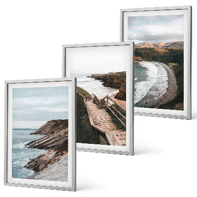 Bilder-3er-set mit rahmen Klippenblicke, Strandlandschaften