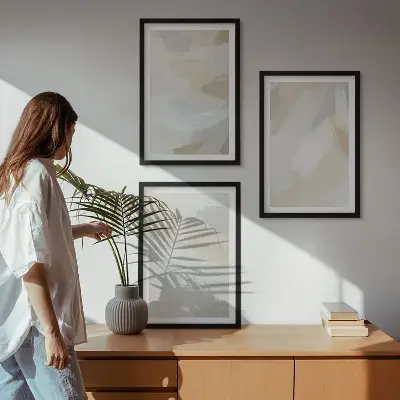 Abstrakter Pinselhintergrund gerahmtes bilderset