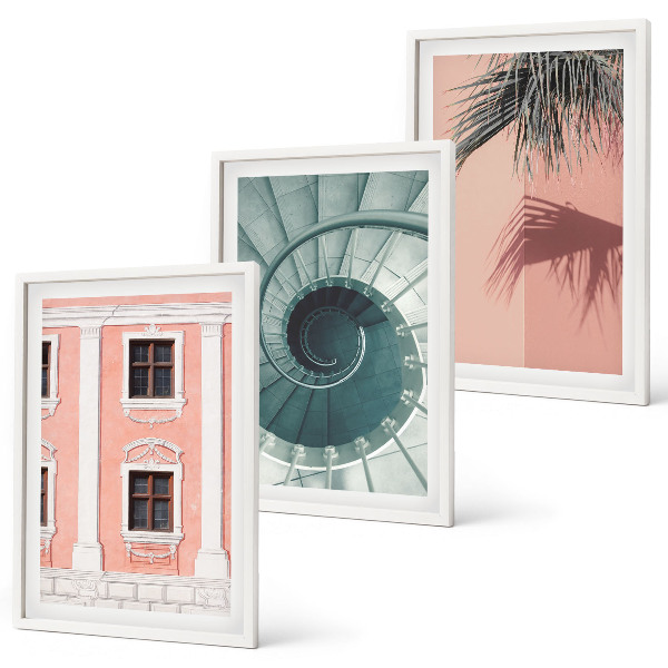 Gerahmtes bilderset Pastellfarbene Spiralarchitektur