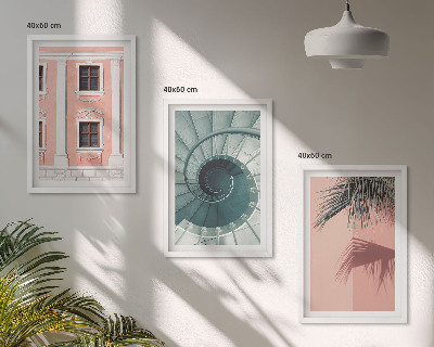 Gerahmtes bilderset Pastellfarbene Spiralarchitektur