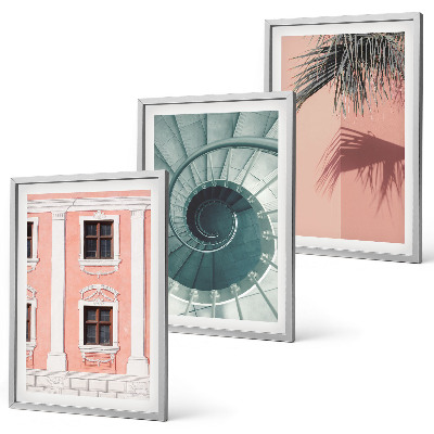 Gerahmtes bilderset Pastellfarbene Spiralarchitektur