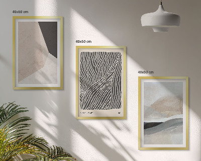 Bilder-3er-set mit rahmen Abstrakte Muster in Beige und Grau