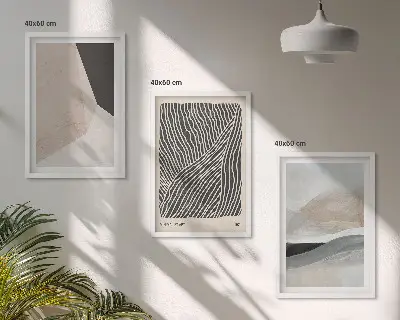 Abstrakte Muster in Beige und Grau 3er-Set Wandbilder inklusive Rahmen